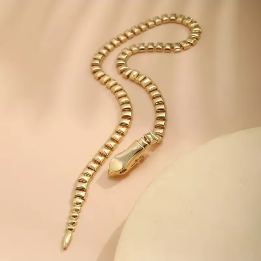 Gold Snake-Style Choker Necklace - Picture 2 of 6